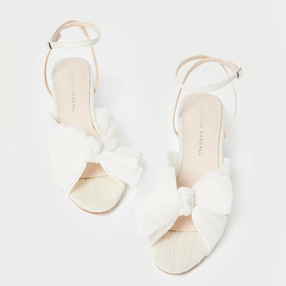 Loeffler Randall Dahlia Pearl Pleated Bow Heel - New w/ box